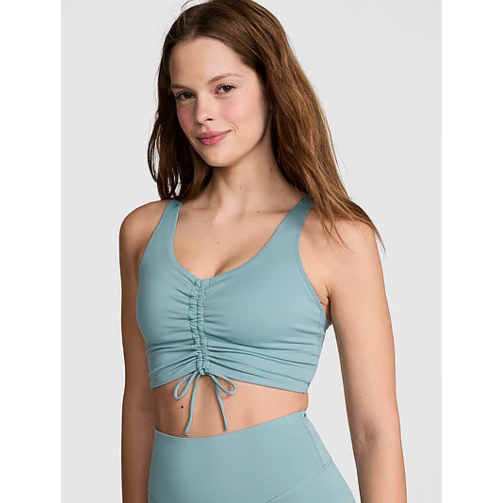 PINK Victoria's Secret‎ Cinched Front Light Support Sports Bra Teal Blue Medium